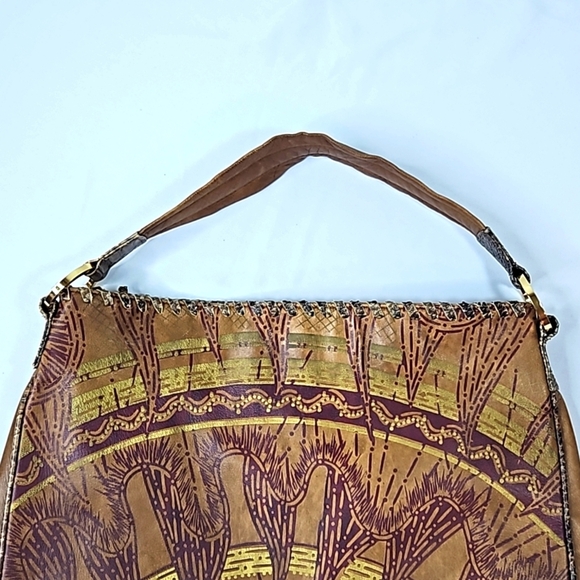 Zandra Rhodes Brown Faux Leather Handbag - Picture 2 of 11